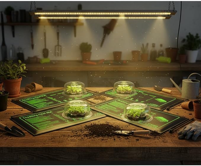 4 Pack Graphene Seedling Heat Mats for Plants, Waterproof Heating Pads for Seeds Germination and Microgreen Trays Thick and Reusable 20W