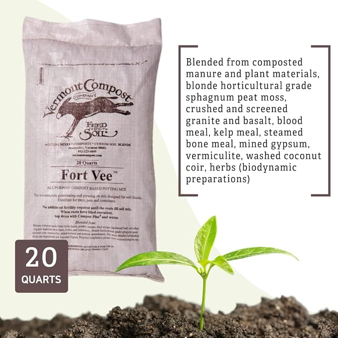 Fort Vee Organic Potting Mix | High-Nutrient Compost-Based Soil for Indoor & Outdoor Container Seed Starting, Plants & Vegetable Gardening | 20 Quarts
