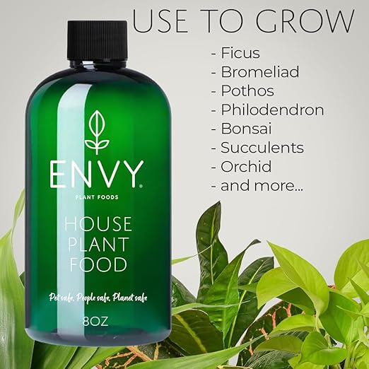ENVY House Plant Food – Advanced Liquid Fertilizer for Indoor Plants – All-Purpose One-Part Formula for Stronger Roots, Greener Leaves & Faster Growth (8oz)