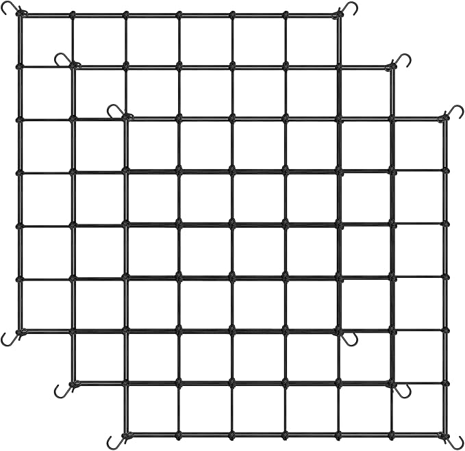 iPower Flexible Elastic 3-Pack 2 x 2FT Trellis Netting with Hooks Grow Room, 2' x 2', 3 Pack, Black, Flowers & Vegetables