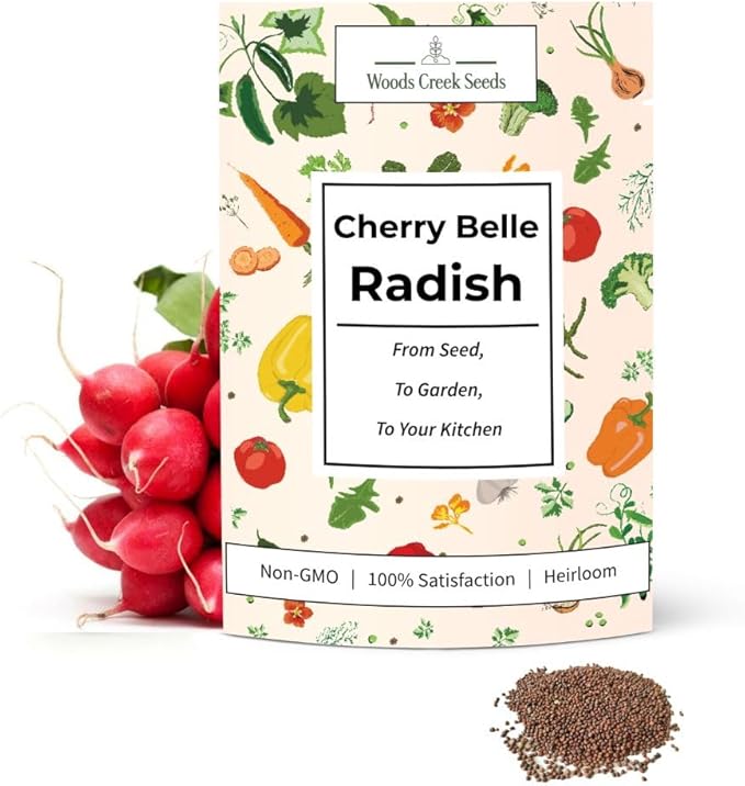 Woods Creek Seeds: Cherry Belle Radish Seeds for Planting - Over 450 Heirloom Non-GMO Radish Seed Pack - Premium Radishes for Sprouting - Fast-Growing Radishes for Your Vegetable Garden