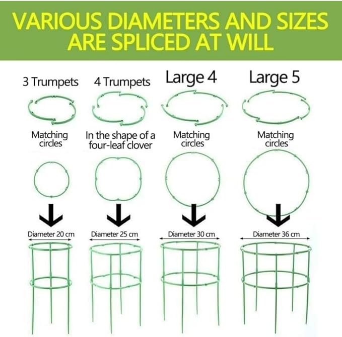 Garden Plant Support Cage, Adjustable Tomato Trellis, Green, 48 Inch, Deformable Structure for Vegetables, Flowers, Fruits