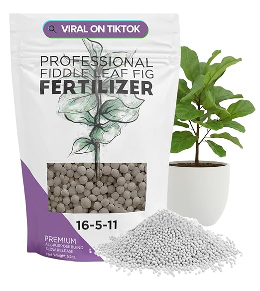 Fiddle Leaf Fig and House Plant Fertilizer Pellets |16-5-11 Slow Release Pellets for Seedlings and Mature Houseplants | Multi-Purpose Blend & Gardening Supplies| 5.2 oz Resealable Packaging