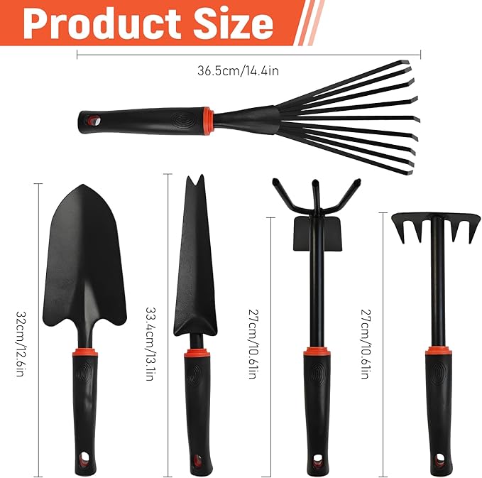 5 Pcs Set Weed Puller Tool,Hand Weeder Tool,Includes Rake, Shovel, Hand Hoe, Double-Sided Cultivator & Weed Puller Tool for Digging