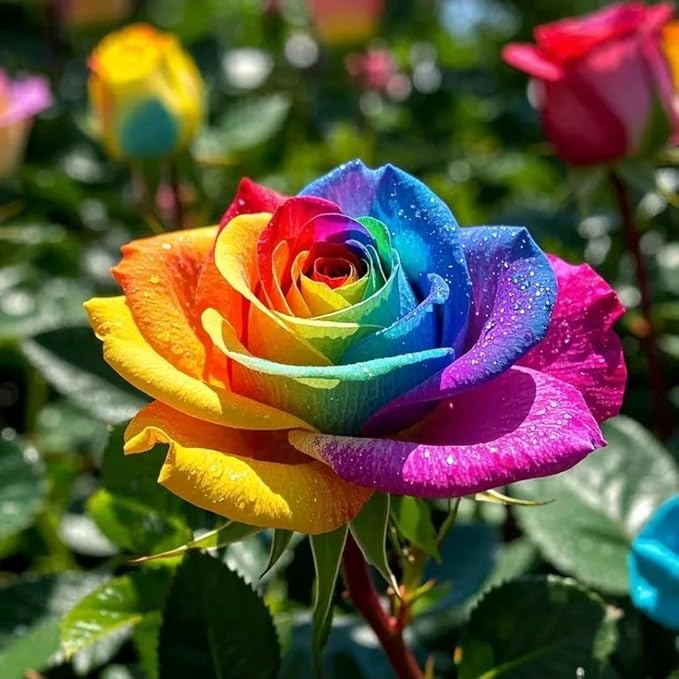 30+ Rare Rainbow Rose Seeds for Planting – Perennial Rosa Flower Seed, Ornamental Bush Variety for Garden Beds, Borders and Outdoor Landscape