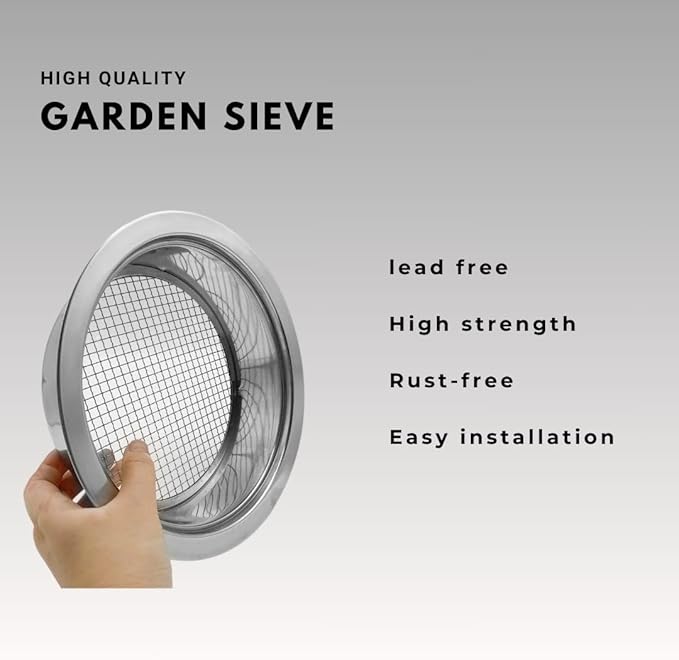 Soil Sifter Set for Garden with 5PCS Mesh(1,3,6,9,12mm) Sieve for Rocks and Sand