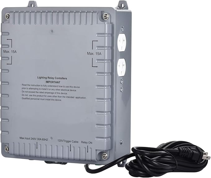 Toolazy 4-Light Controller with Trigger Cord, 4 Lighting Relay Controller, 120/240 Volt,Maximum 4000W Light Controller for Indoor Plant Grow Light Hydroponics Growing Syste