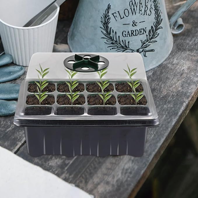 3pcs Adjustable Breathable Plant Germination Trays 12-Cell Dark Seedling Starter Boxes for Greenhouse and Home Gardening Supplies