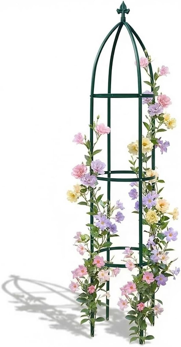 100% Metal Obelisk Garden Trellis 6.3 Feet Tall Sturdy Plant Support for Climbing Vines and Flowers Stands,1pc Upgrade (Green, Large)