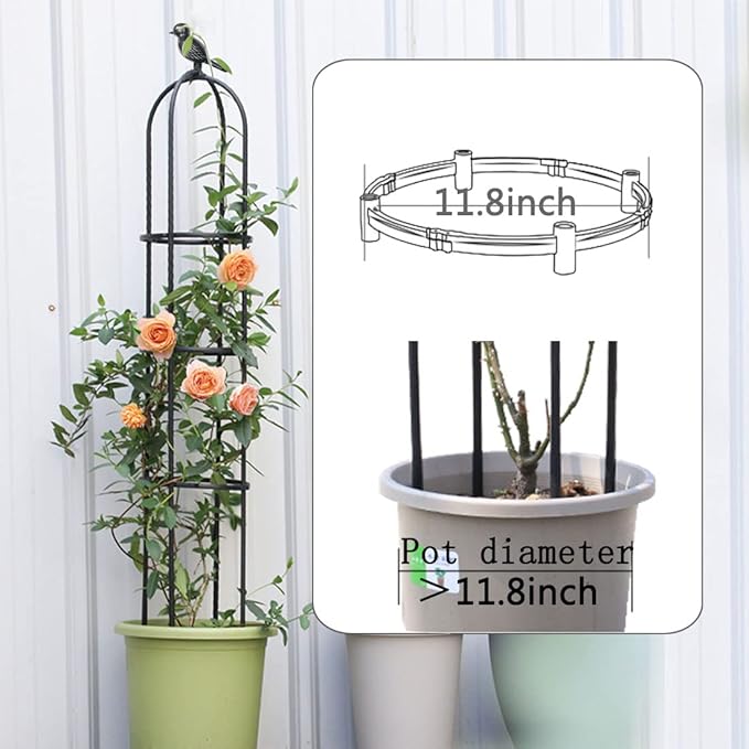 Garden Trellis,Tomato Cage for Climbing Plants Outdoor, Plants Trellis Support for Climbing Vines, Plant Support for Vegetables, Plant Flower Trellises for Clematis Jasmine Outdoor Indoor-1 Pack