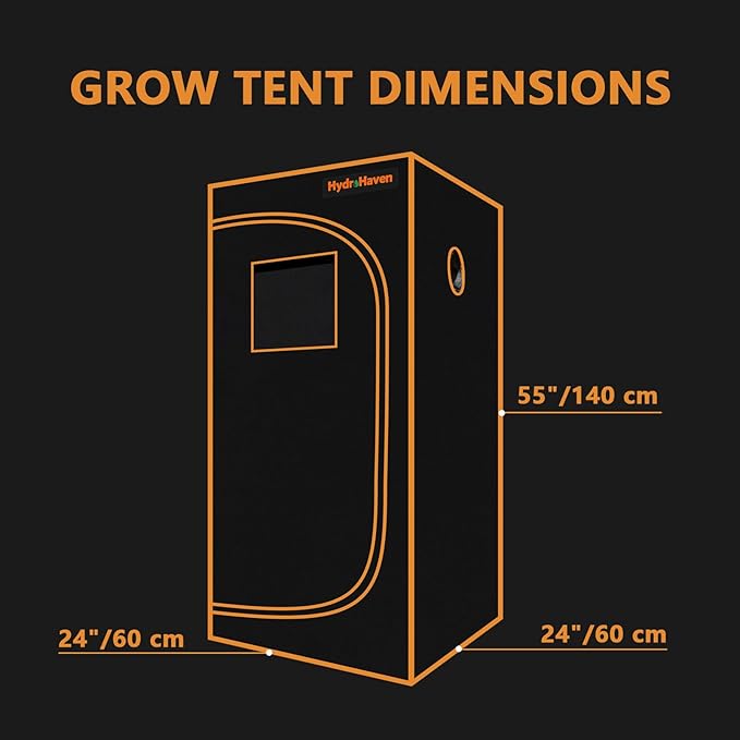 2x2 Grow Tent Kit (24"x24"x55") - Heavy-Duty 600D Diamond Mylar Canvas Lining, 98% Reflective, Viewing Window & Removable Floor Tray for Hydroponics Indoor Growing