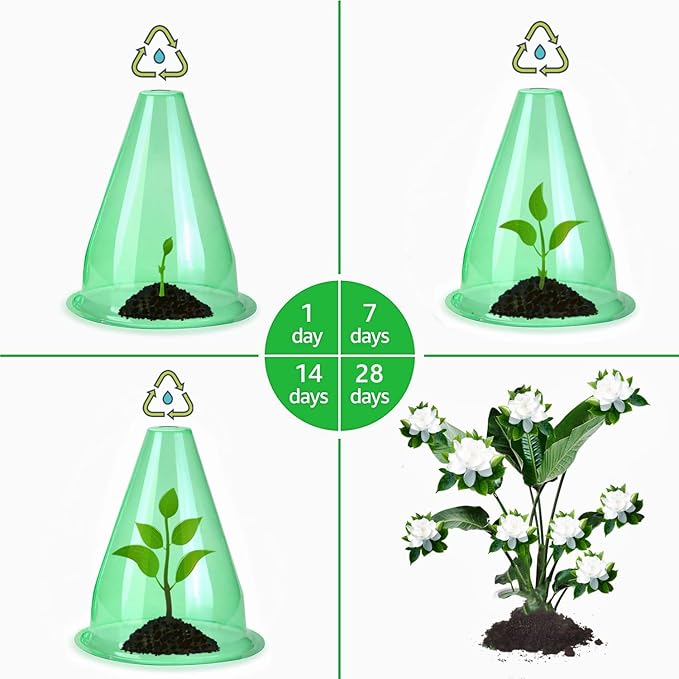 【36 Pieces】Garden Cloches for Plants, Multifunctional Plant Cover Plant Protectors Transparent Bell Jar Cloche Protection Plants from Birds, Animals, Frost, Freeze Weather,7.8" D x 9.4" H, Green
