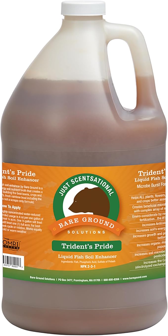 Just Scentsational Bare Ground Solutions TP-128G Trident's Pride Organic Liquid Fish Hydroponic Soil Fertilizer, 128 oz (1 Gallon)