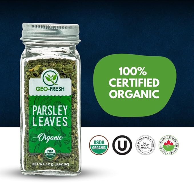Geo-Fresh Organic Parsley, 0.42 oz (12g), Seasoning | Soups & Salads | Non-GMO, Kosher, 100% Organic, Gluten Free, USDA Certified