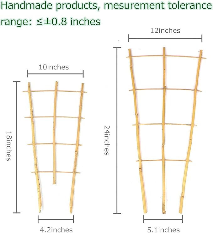 Trellis for Climbing Plants Indoor Outdoor, Natural Bamboo Trellis 24 Inch, 3 Pack Garden Trellis for Potted Plants, Ivy, Monstera, Houseplants