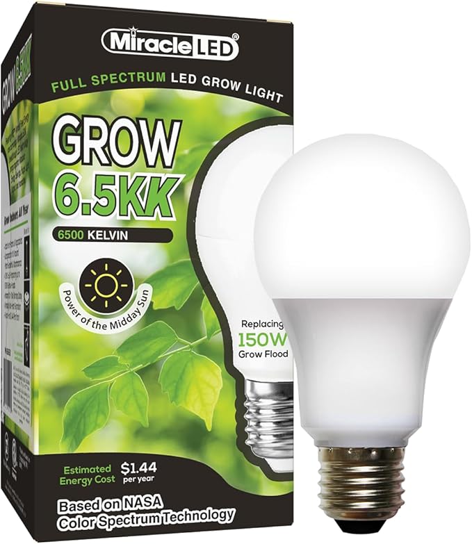 Miracle LED 6.5KK Professional Indoor Grow Light Bulb – 6500K Full Spectrum Replace 150W Grow Bulbs for Vegetables, Herbs, Hydroponics. (1-Pack)