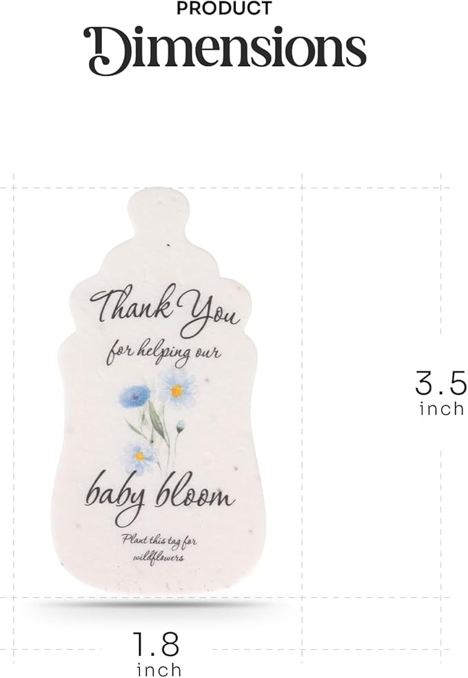 Seed Bloom Shaped Seed Paper – 5Pcs Blue Shower Favors for Guests with Wildflower Seeds, Writable & Plantable, Shower Favor Gifts for Guest