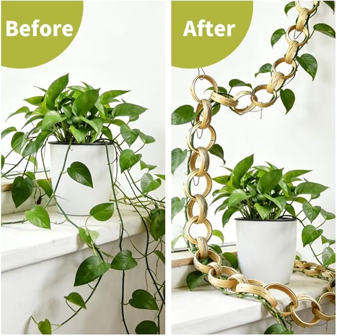 Chain Trellis for Climbing Plants 20 Pcs Natural Bamboo Trellis, Golden Handwoven, 6 Ft Indoor & Outdoor House Plant Accessories, Monstera, Pothos, Ivy, Garden Wall Trellis & Plant Vine Support