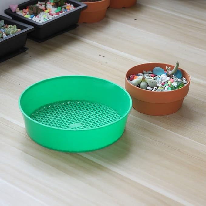 2 Pcs Round Garden Soil Sieve Garden Sieve Plastic Mesh Screen Sets, Used to Filter Small Gravel, Soil, and Sand Sieves