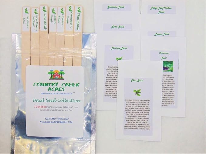 Ultimate Basil Lovers Seed Collection - 7 of Our Most Tasty Basil Seeds - Non-GMO - Country Creek LLC