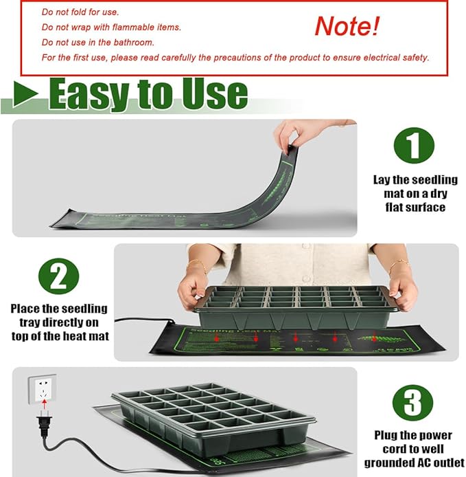 Heating Mats for Plants with Thermostat Controller （ Green ，10×20"-2P-Adjustable）