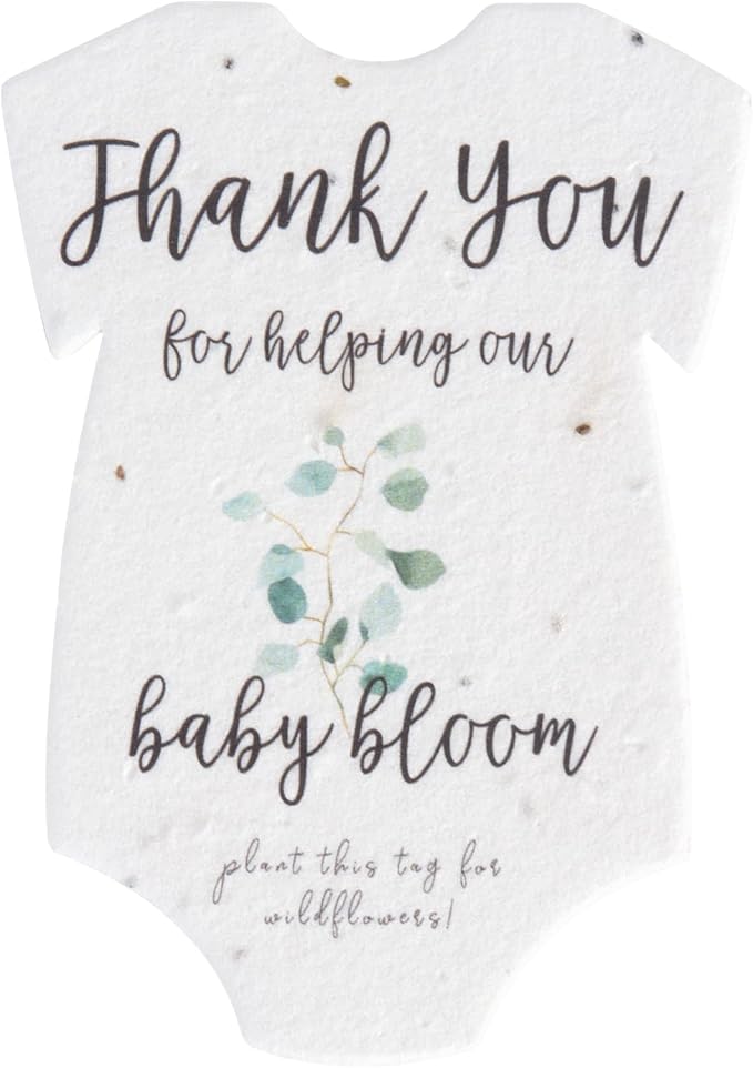 Seed Bloom Onesie Seed Paper – 15 Green Shower Favors for Guests with Wildflower Seeds, Writable & Plantable, Shower Favor Gifts for Guest