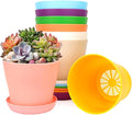 8 Pack 4.7 Inch Plant Pots Indoor Outdoor,Plastic Colorful Flower Pots with Drainage Holes and Saucers,Nursery Pot for Office Home Balcony Table,Essential for Growing Vegetables,Succulents