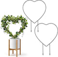 2 PCS Small Trellis for Potted Plants Outdoor Indoor, Metal Stackable Garden Trellis Houseplant Wire Stake with Black Rust Proof Coating for Decorative Vines Flowers Ivy Plant Support (Heart, 12in)