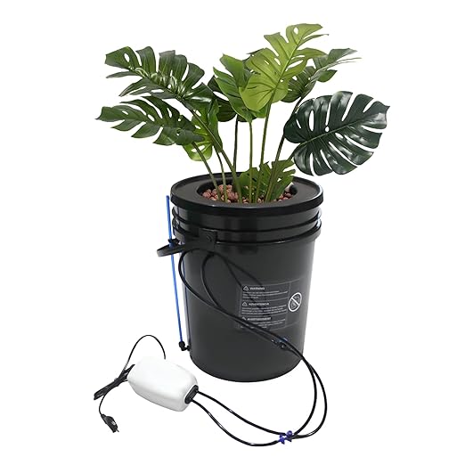 2 in 1 Deep Water Culture Kit with Air Pump Soilless Planting System, Hydroponic Grow System Kit Feed Circulation Drip Irrigation, 5-Gallon Deep Water Culture for Indoor&Outdoor