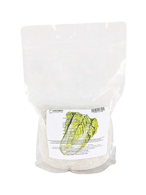 Greenway Biotech, Inc. Lettuce Fertilizer 8-15-36 Powder - Water Soluble with Chelated Micronutrients for Lettuce Kale Spinach Microgreens - Helps Prevent Tip Burn - Hydroponics or Soil - 1 LB