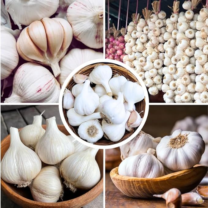 1 Pound White Hardneck Garlic Bulbs for Planting, Fresh High-Yield Hardy Garlic for Garden or Container Growing
