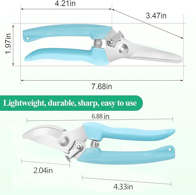 MEPEREZ Premium Garden Shears, Pruning Scissors Gardening Tools, Pruners For Flower, Bushes, Rose And Fruit Tree, Use For Florist, Yard And Orchard the Plant Clippers, Sharp White Steel Anvil Snips