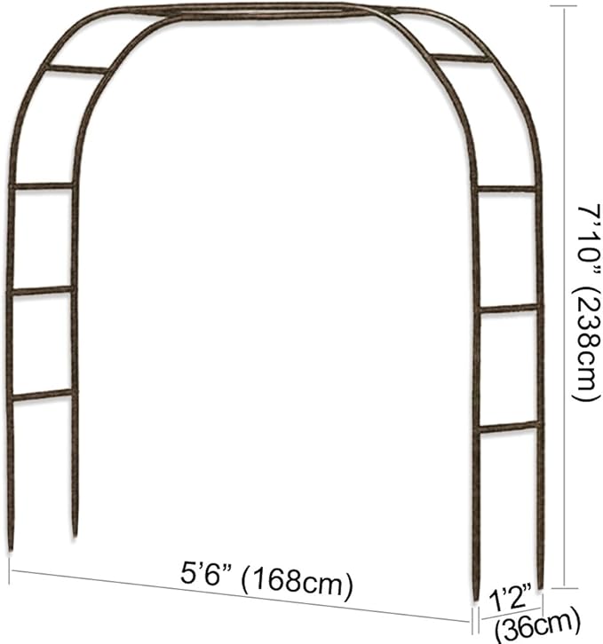 Thickened Metal Garden Arch, 7.8 ft High x 5.5 ft Wide Heavy-Duty Arbor with 16mm Steel Tubes, Sturdy Outdoor Trellis for Climbing Plants Roses Vines, Wedding Party Ceremony Decoration