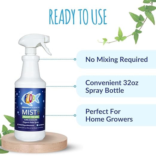 FOOP Mist Pack - Organic Foliar Spray Made from Fish Manure (with Fresh Minty Scent) | Corrects Plant Nutrient Deficiencies | Ready to Use, No Mixing Required (32oz Spray + 1G Refill)