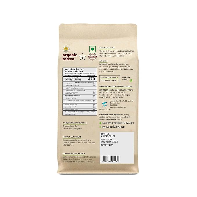 Organic Tattva Chana Dal (4 lbs) - Split Chickpeas Yellow Lentils Organic, Gluten Free, Vegan & Kosher - High Protein Lentils Dry - Pure Garbanzo Beans Dal for Everyday Nutrition - USDA Certified
