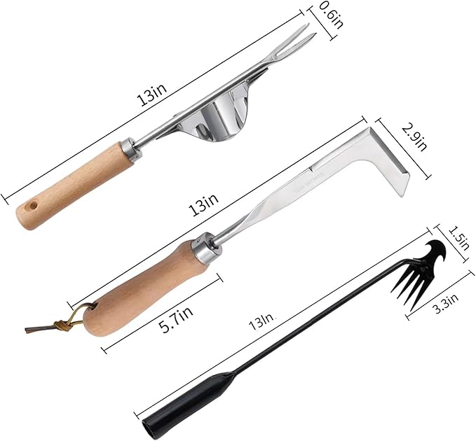 Hand Weeder Tool Garden Weeding Tool, Uprooting Weeding Tool Gardening Weeder Tool, Stainless Steel Gardening Tools for Yard and Garden, 3 Pcs