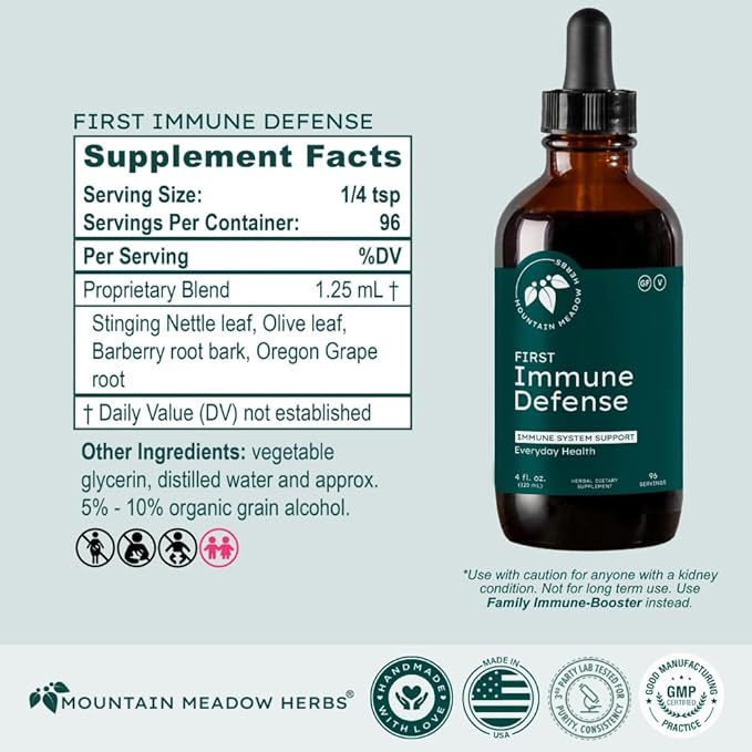 Mountain Meadow Herbs First Immune Defense | All Natural Immune Support in a Fast Acting Liquid Supplement - 2 oz.