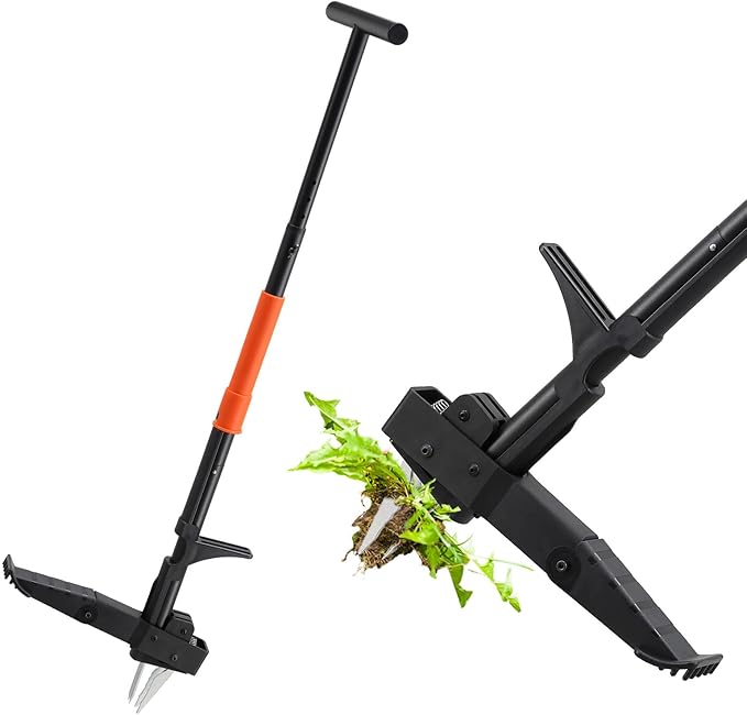 Weed Puller Tool with Long Handle, 43Inch Stand Up Weeder Hand Tool, Easily Remove Weeds Without Bending, Kneeling