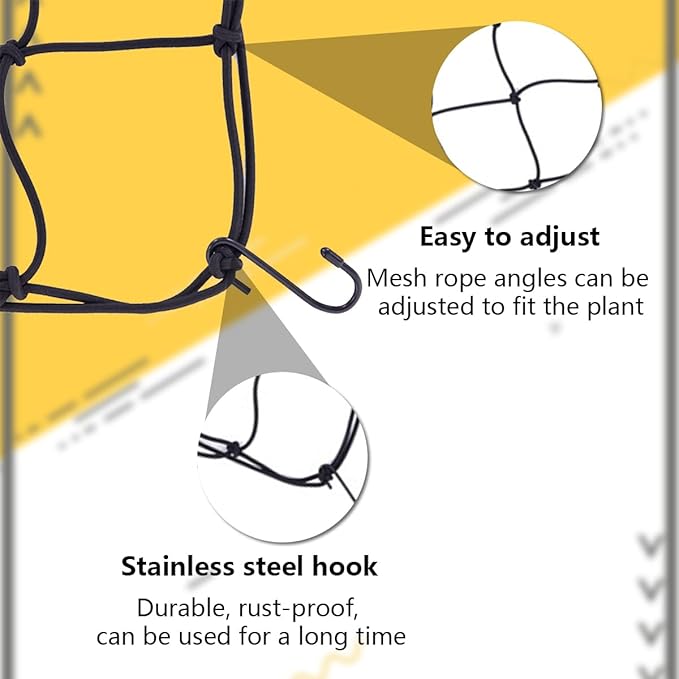 4 Pack Trellis Net for Grow Tent 2 x 4Ft Heavy-Duty Elastic Plant Net with12 Hooks Flexible Elastic for Gardening, and Horticulture(Plastic)