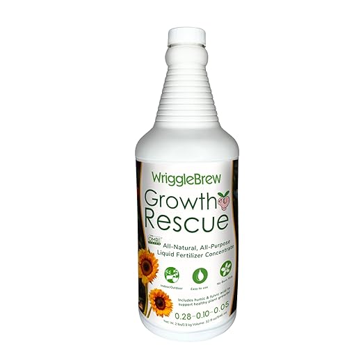 Wrigglebrew Organic Liquid Fertilizer Concentrate from Worm Castings. Non-toxic, All-Purpose, Plant Food for Gardens, Vegetables, Fruits, Houseplants, Seed Starters, and Ornamentals. (32 Fluid Ounces)