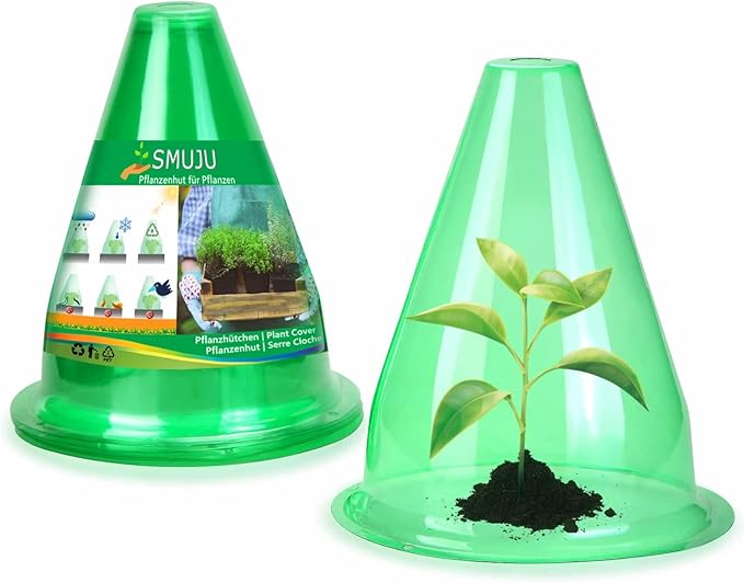 【36 Pieces】Garden Cloches for Plants, Multifunctional Plant Cover Plant Protectors Transparent Bell Jar Cloche Protection Plants from Birds, Animals, Frost, Freeze Weather,7.8" D x 9.4" H, Green