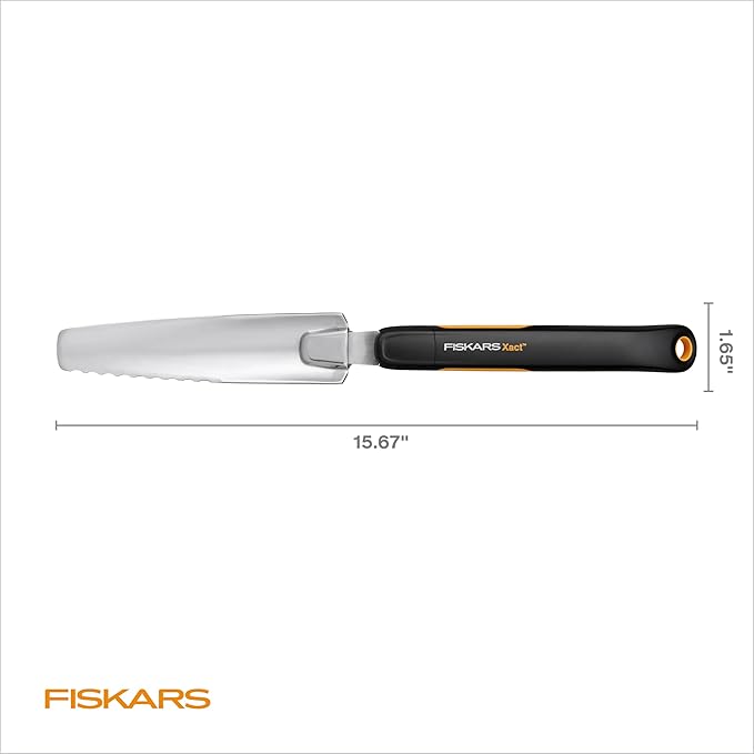 Fiskars Xact Hand Weeder, Garden Tool, Stainless Steel Blade with Sharpened and Serrated Edge for All Gardening Tasks, SoftGrip Handle