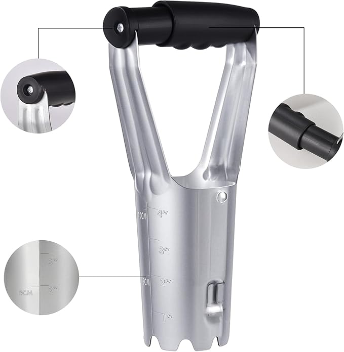 Bulb Planter, Bulbs Transplanter Designed for Automatic Soil Release with Depth Marker for Dgging Holes and Planting Tool for Tulips, Daffodils, Dahlias