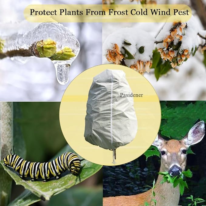 Plant Covers Freeze Protection 2 Packs 70" x60" 2.2oz Tree Covers Frost Plant Covers Freeze Cloth for Outdoor Plants with Zipper Drawstring