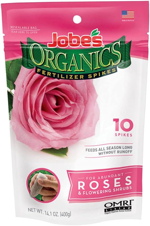 Jobes 04128 10 Pack Organics Rose Fertilizer Spikes