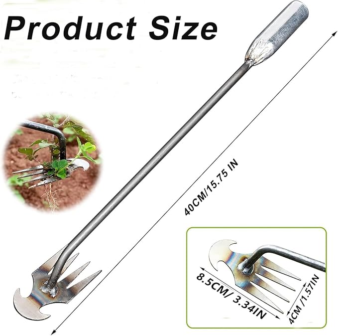Weed Puller Gardening Hand Weeder Tools,Portable Artifact Uprooting Weeding 6 Teethes Manganese Steel Weed Removal Dual Purpose Manual Hand Pulling Tool for Lawn Garden (Silver)