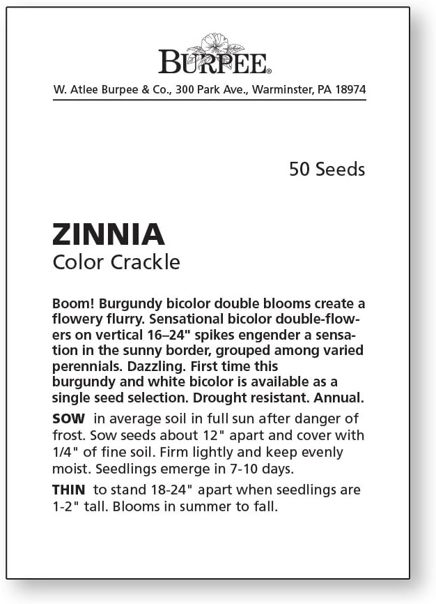 Burpee Color Crackle Zinnia Seeds 50 seeds