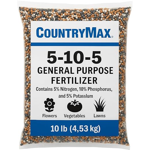 5-10-5 All-Purpose Fertilizer | Balanced Nutrient Blend for Flowers, Vegetables, Lawns & Shrubs | Promotes Strong Roots, Vibrant Blooms & Healthy Growth | Easy Application Granules (10 Pounds)