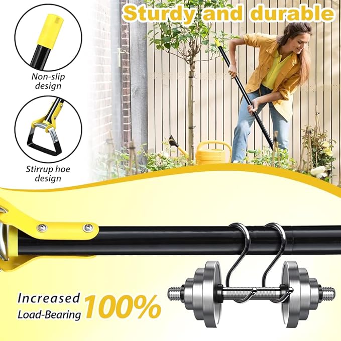 Ihomepark Adjustable Heavy-Duty Garden Hula Hoes, Long Handle Scuffle Hula Hoe for Efficient Weeding and Gardening, 30-72 Inch Loop Stirrup Design (6 FT)