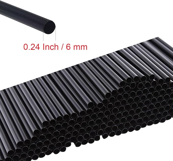 600pcs 10.23 Inch Black Color Disposable Plastic Straws,0.24 Inch Diameter Drinking Straws for Tumblers Ice Coffee and Festive Parties
